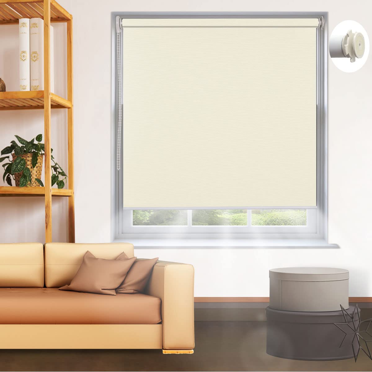 ロールスクリーン 1級遮光 つっぱり式 アイボリー Amazon｜getopblinds つっぱり式 ロールスクリーン 1 級遮光 穴あけ